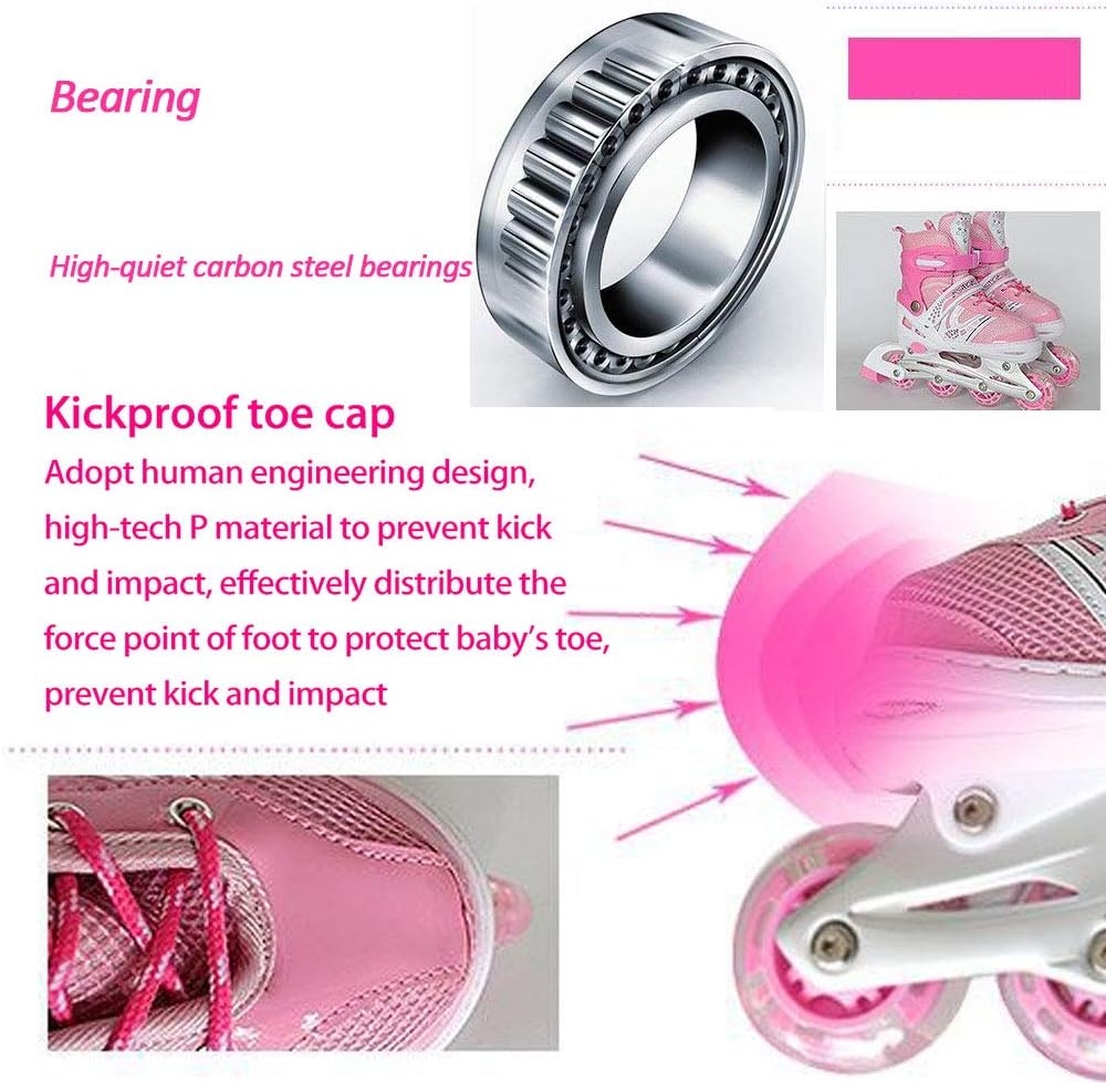 8* Inches Kids Four Wheel Roller Skating Shoes - Pink