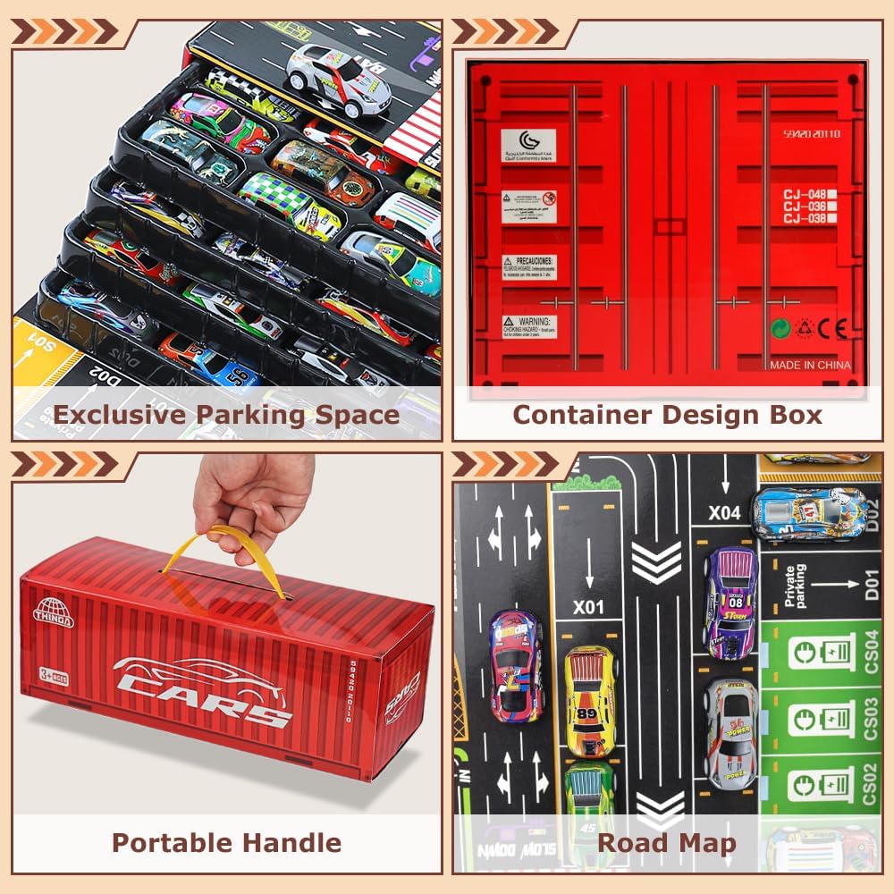 48Pcs Mini Pullback Cars Set With Storage Box