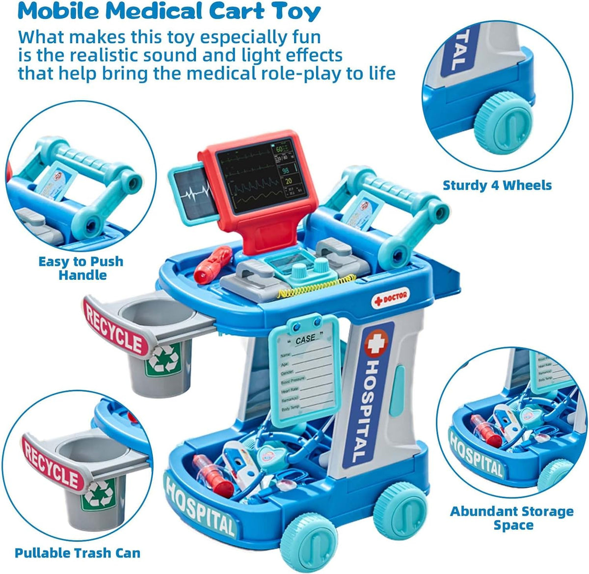 Kids Hospital Medical Trolley Tools Set