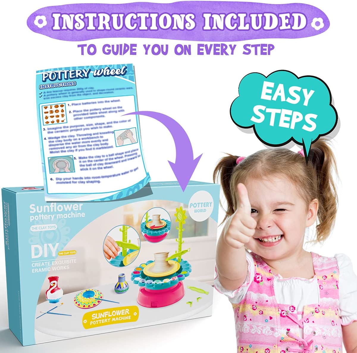 Kids Pottery Wheel and Painting Kit