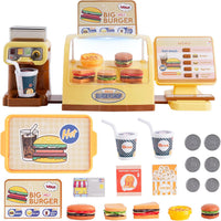 25Pcs Pretend Play Burger Shop With Coffee Machine