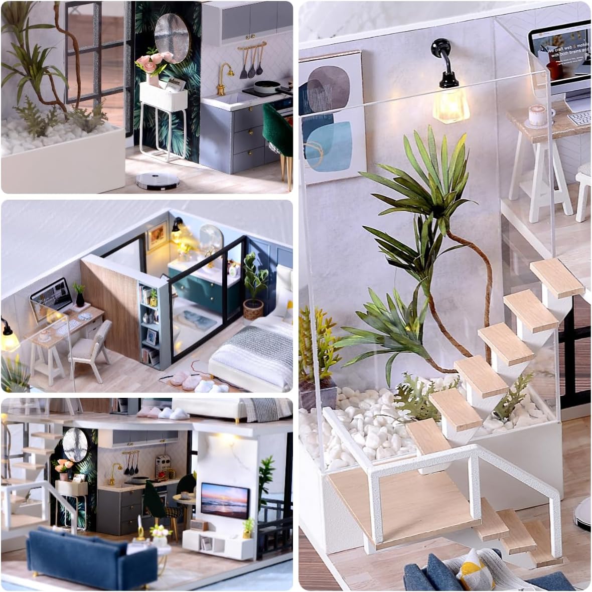 DIY Miniature Modern Luxury Home With LED Lights