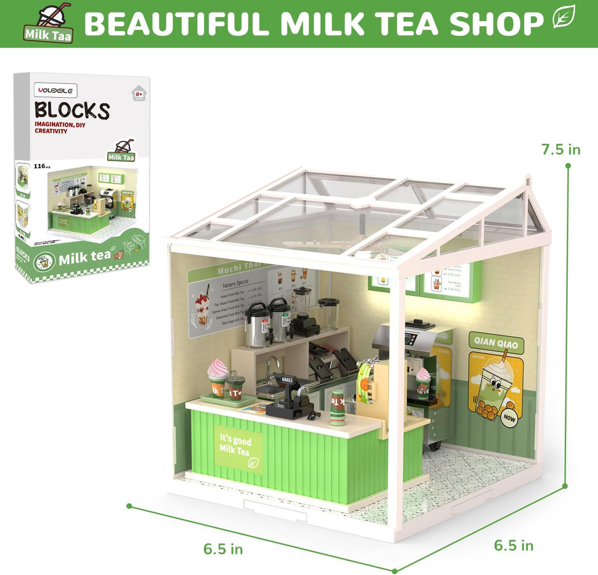 116Pcs DIY Miniature Milk Tea Shop For Kids