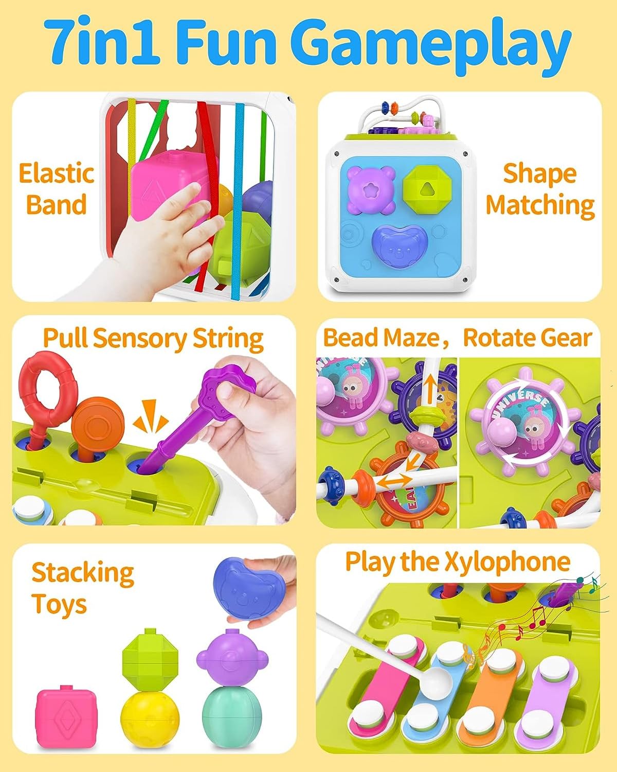 7in1 Montessori Shape Sorting Cube Toy