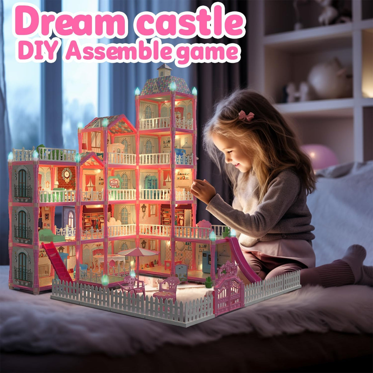 374Pcs L.O.L Villa Doll House Play Set