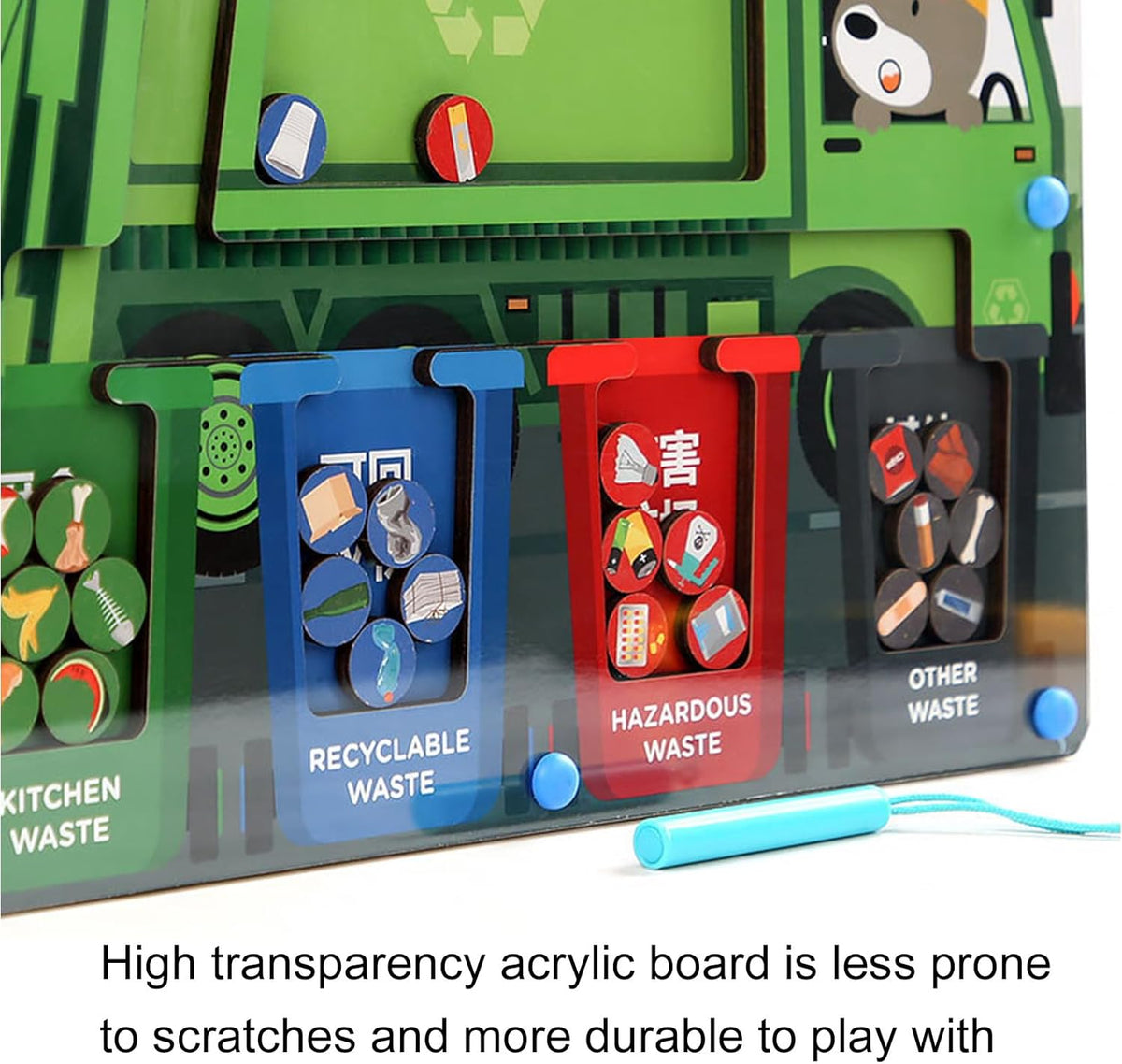 Kids Wooden Garbage Sorting Magnetic Pen Game