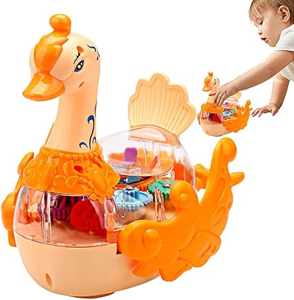 Electric Transparent Gear Swan With Light & Music