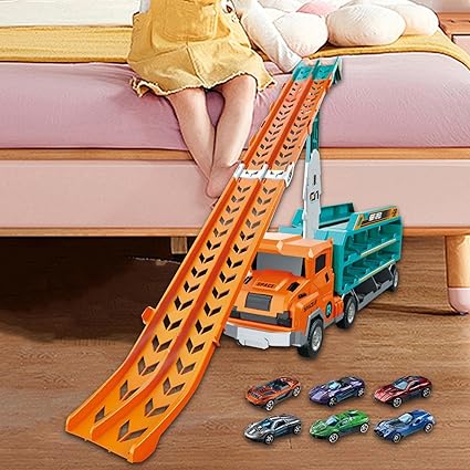 Inertial Rocket Deform ABS Truck With 3Pcs Alloy Cars