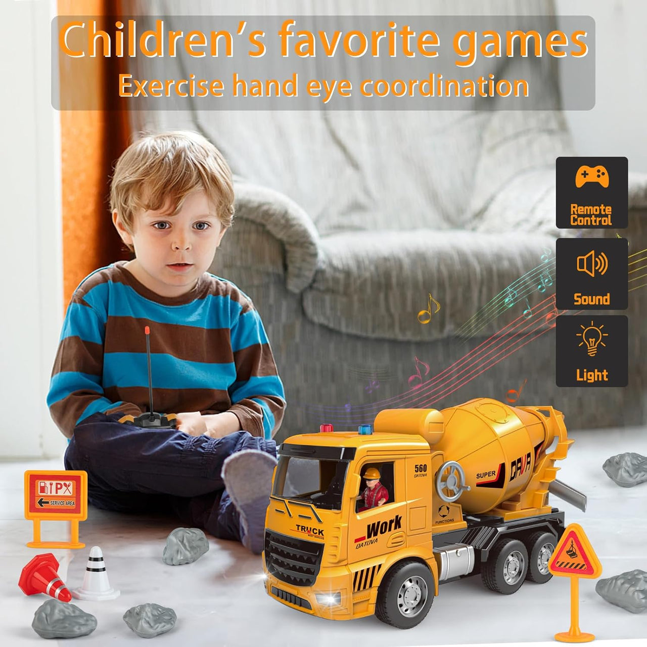 1:22 Remote Control Cement Mixer With Lights