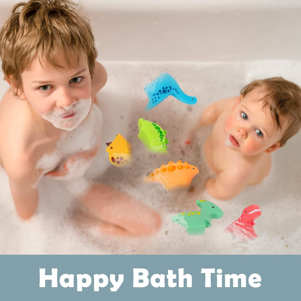 6Pcs Vinyl Dinosaur Baby Bath Toys