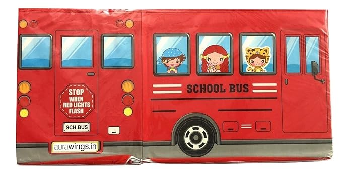 Kids School Bus Storage Box - Red
