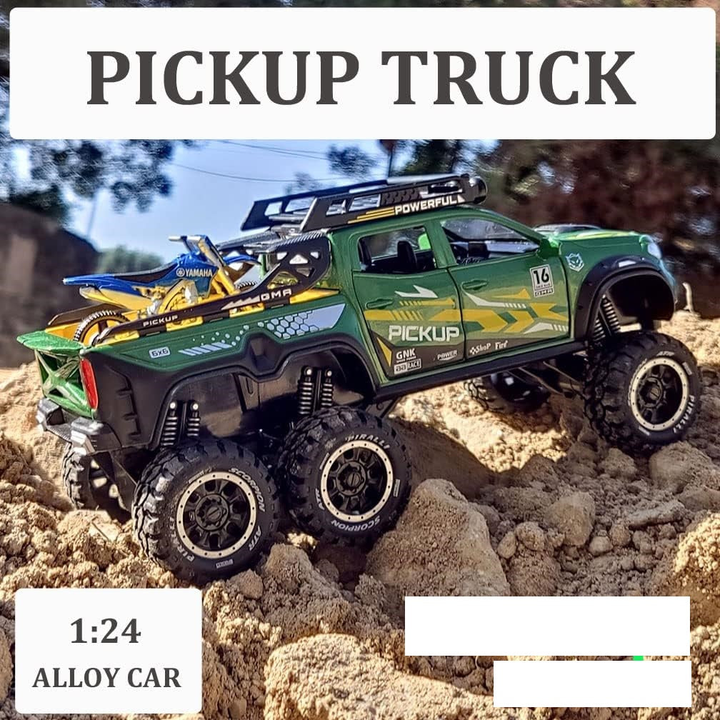 1:24 Diecast Mercedes X-Class 6X6 Pickup Truck With Mini Bike
