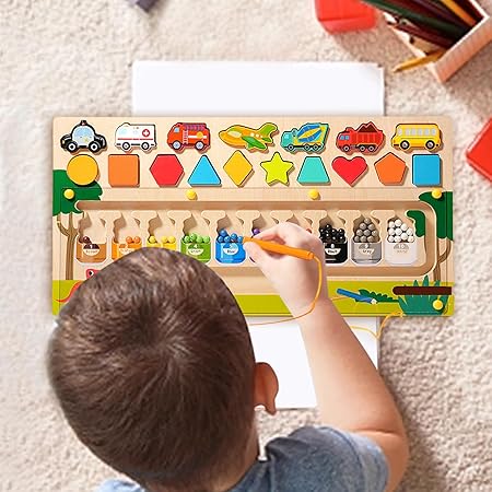 Multi-functional Wooden Magnetic Maze Game Board