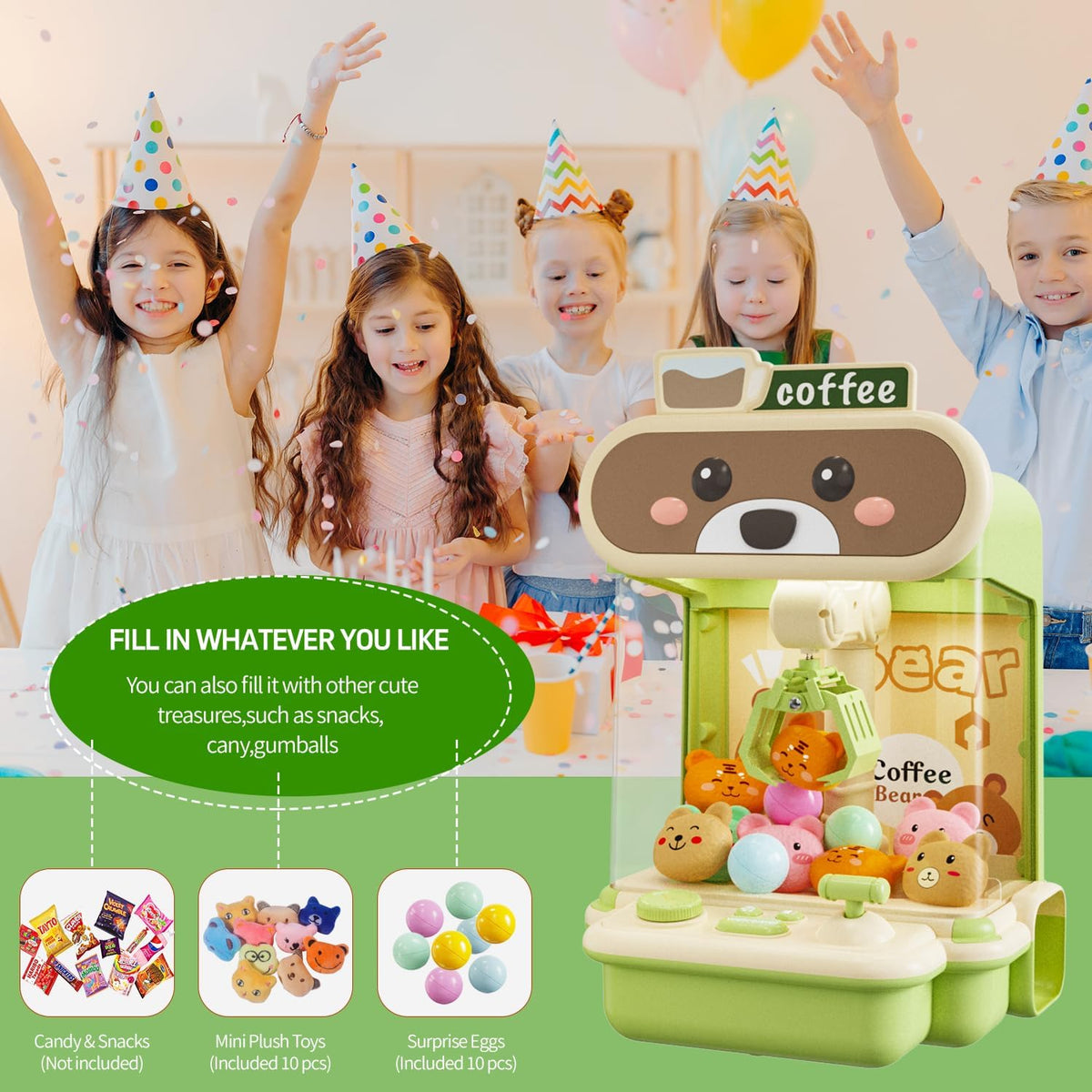 Kids Electric Coffee Bear Claw Machine