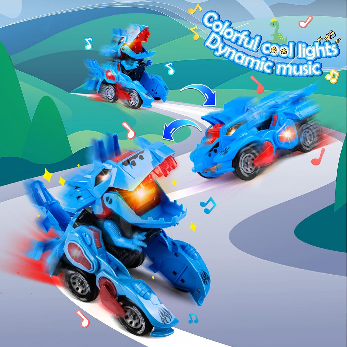 Electric Dinosaur Deformation Variant Car With Lights