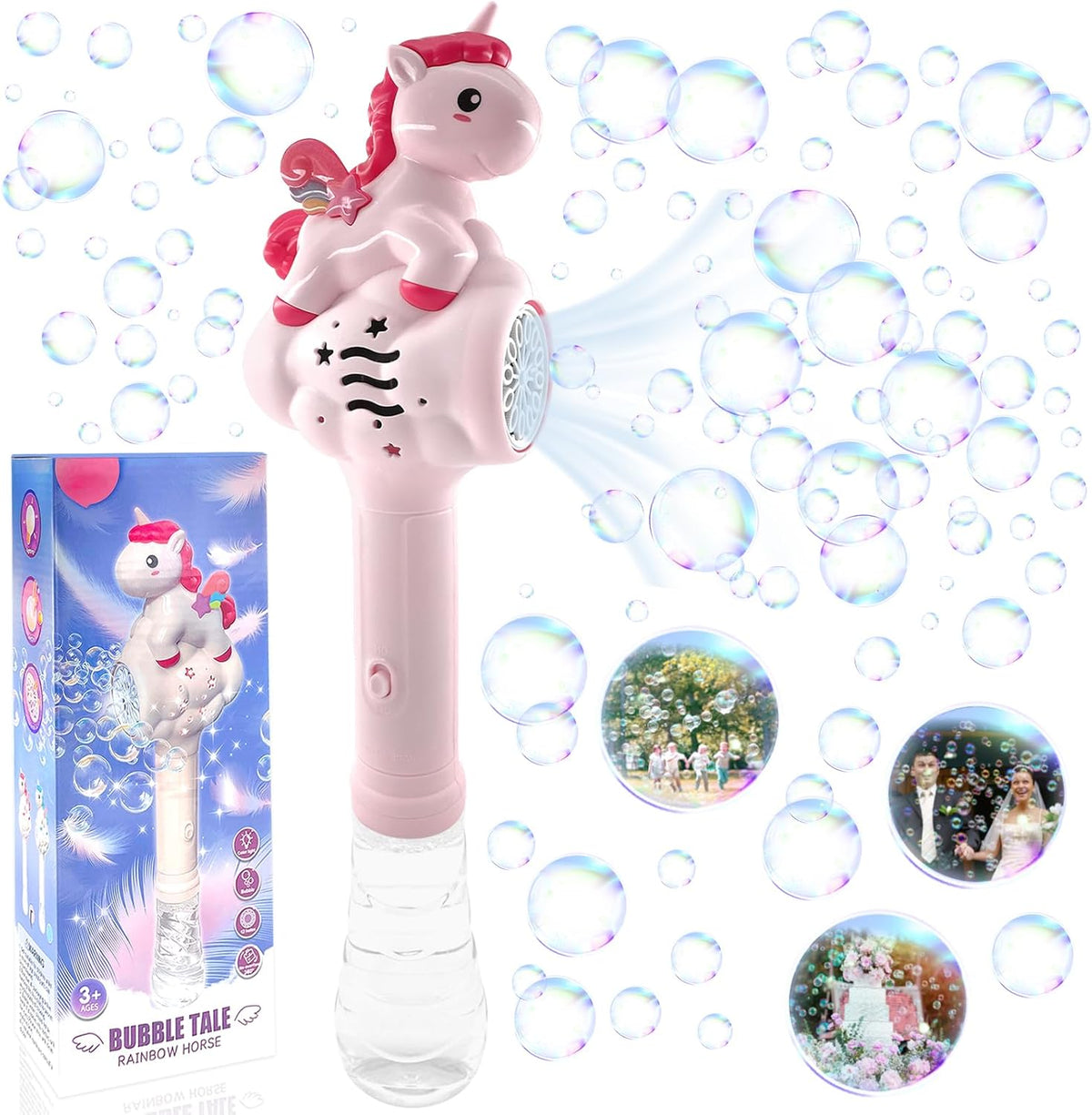 Electric Rainbow Horse Colorful Bubble Stick With Lights