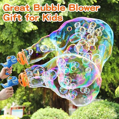 2in1 Electric Dinosaur Colorful Bubble Blowing Gun