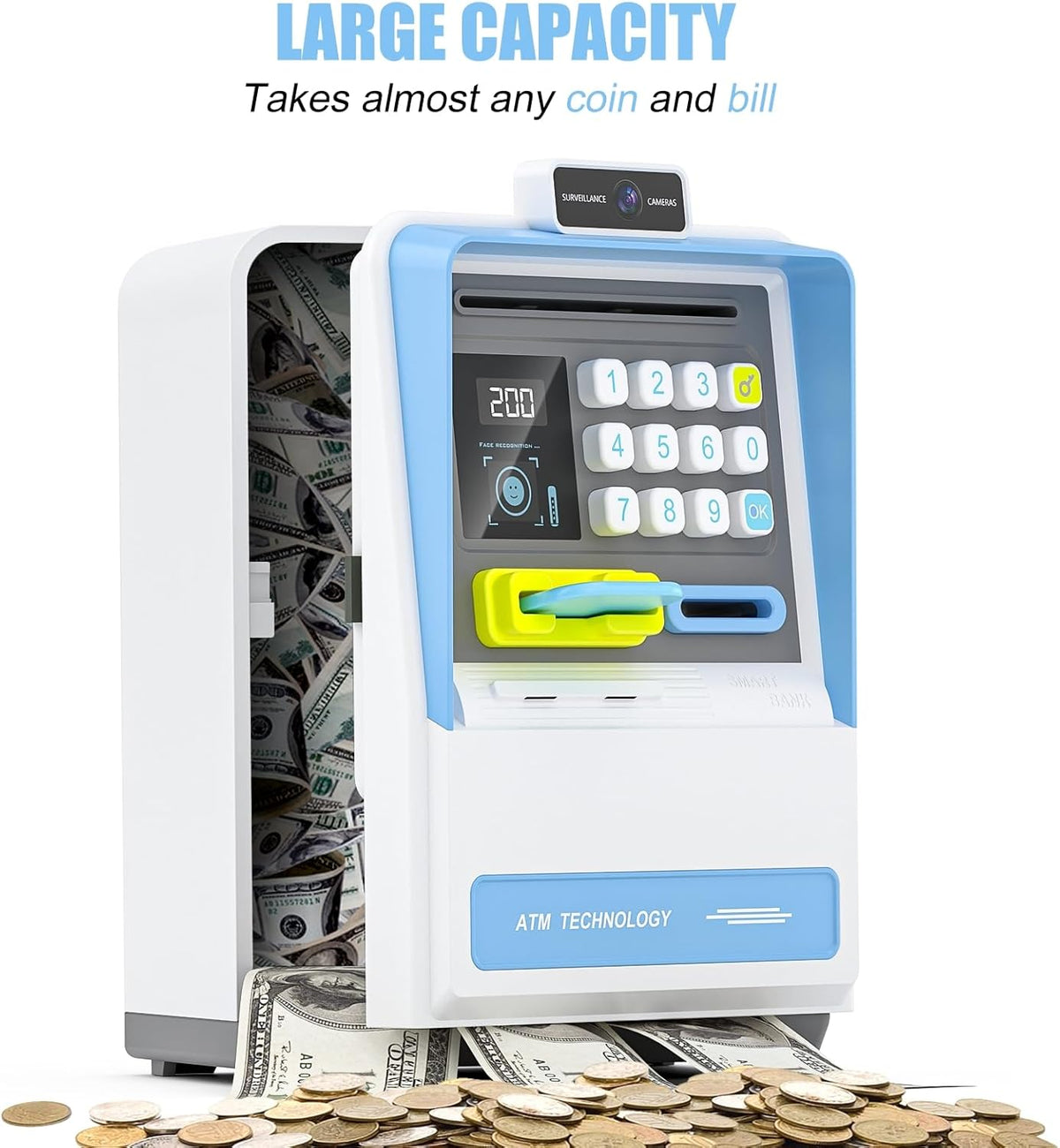 Face Recognition & Password Unlock ATM Machine - Blue