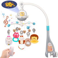 Remote Control Baby Projection Hanging Bed Bell Toy - Gray