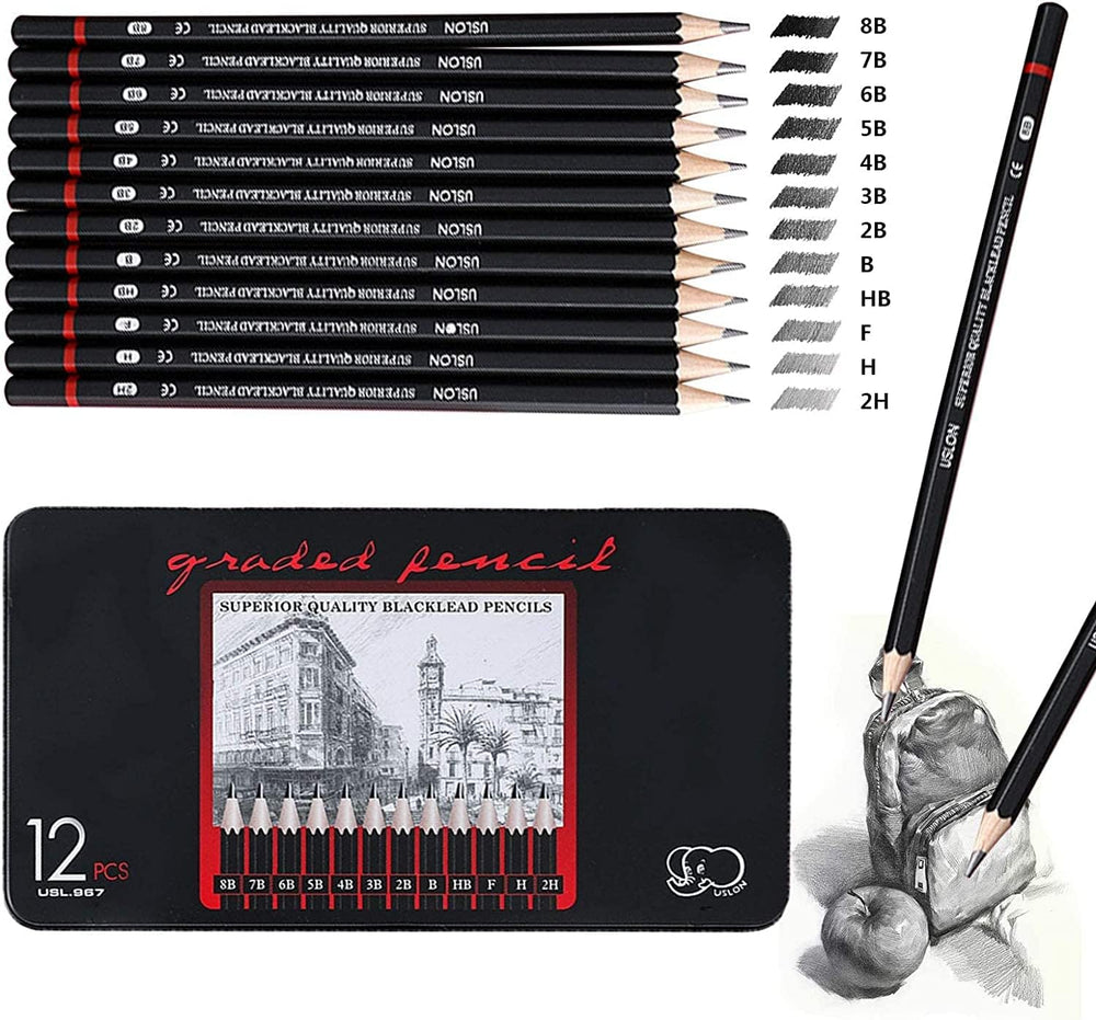 12Pcs Professional Sketching Pencils