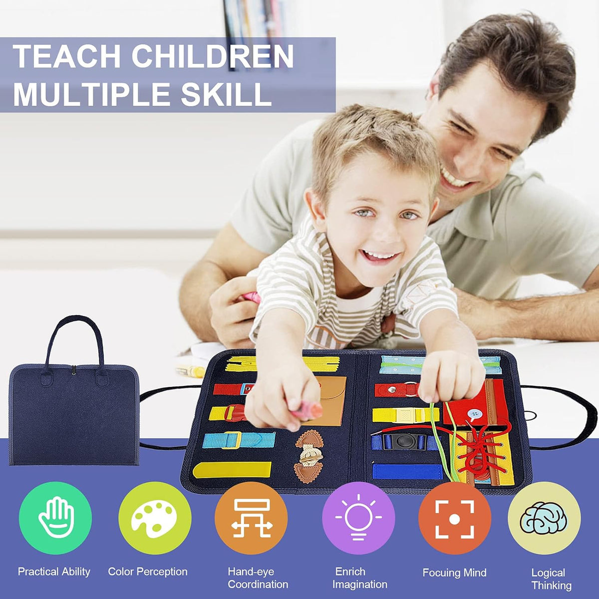 Multi-functional Toddlers Basic Skills Busy Bag