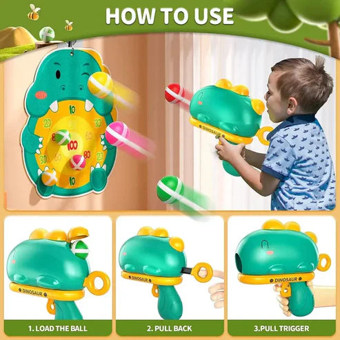Manual Dinosaur Sticky Ball Shooting Gun With Plush Target