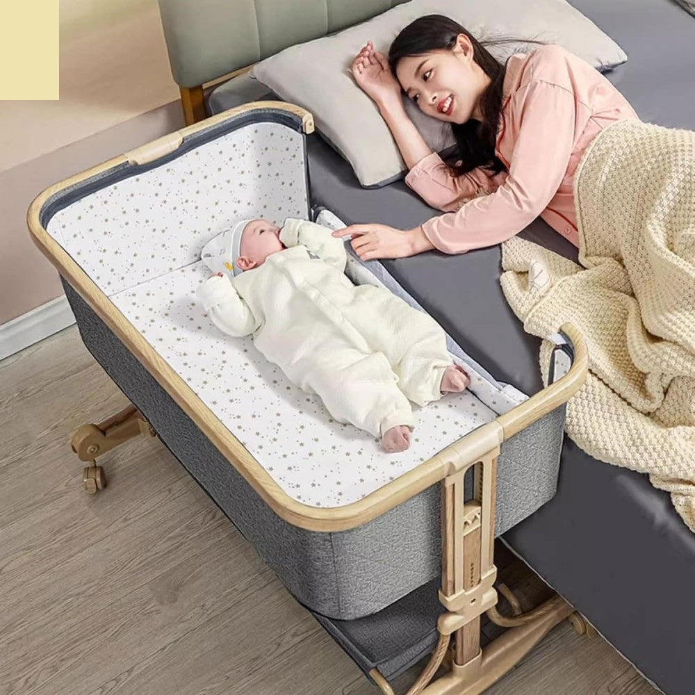 Height Adjustable Baby Bedside Crib With Breathable Net