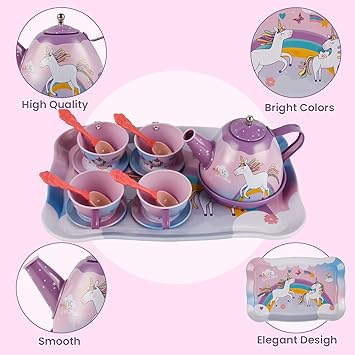 18Pcs Unicorn Metal Tea Set For Kids