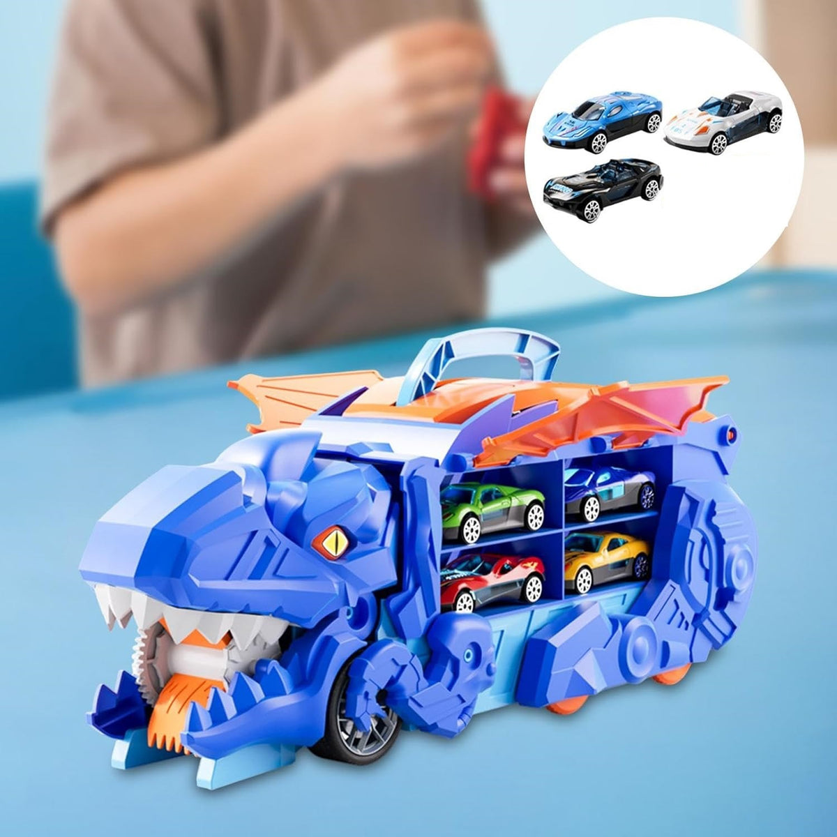 Hot Wheels ABS Dinosaur Truck With 3Pcs Alloy Cars