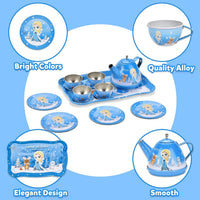 18Pcs Snow Beauty Metal Tea Set For Kids