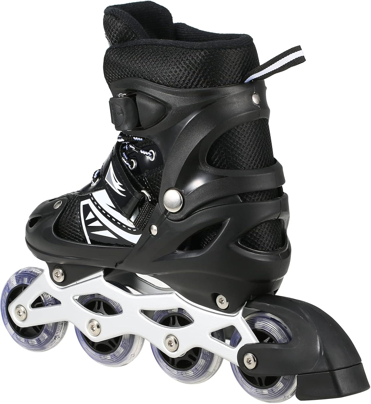 8* Inches Children's Four Wheel Roller Skating Shoes - Black