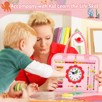 Montessori 8 Pages Multi-functional Activity Busy Book - Pink