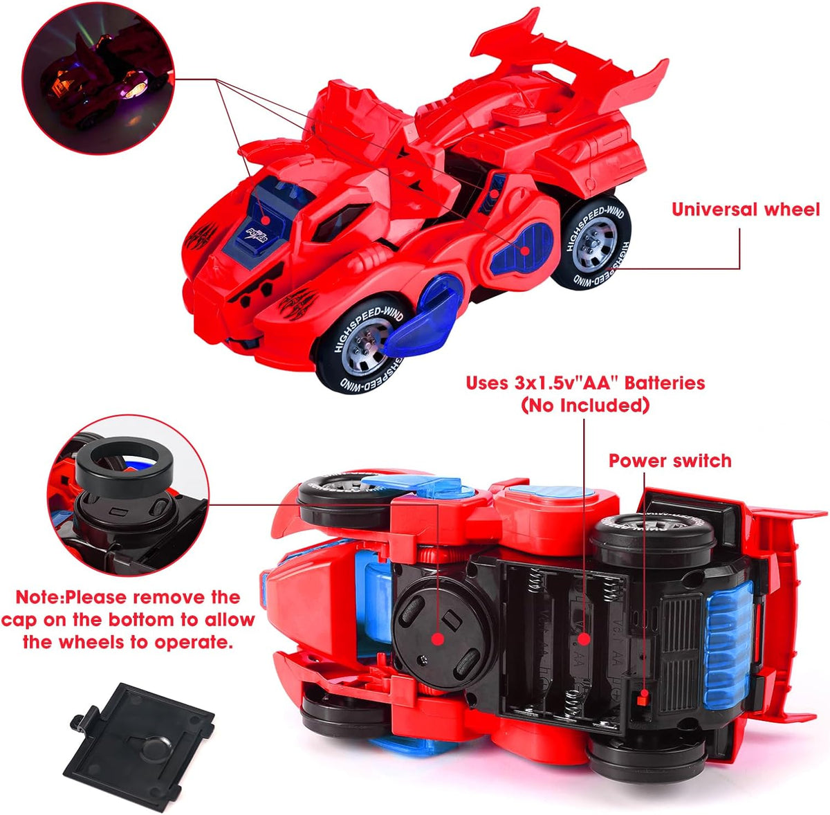 Electric Dinosaur Deformation Variant Car With Lights