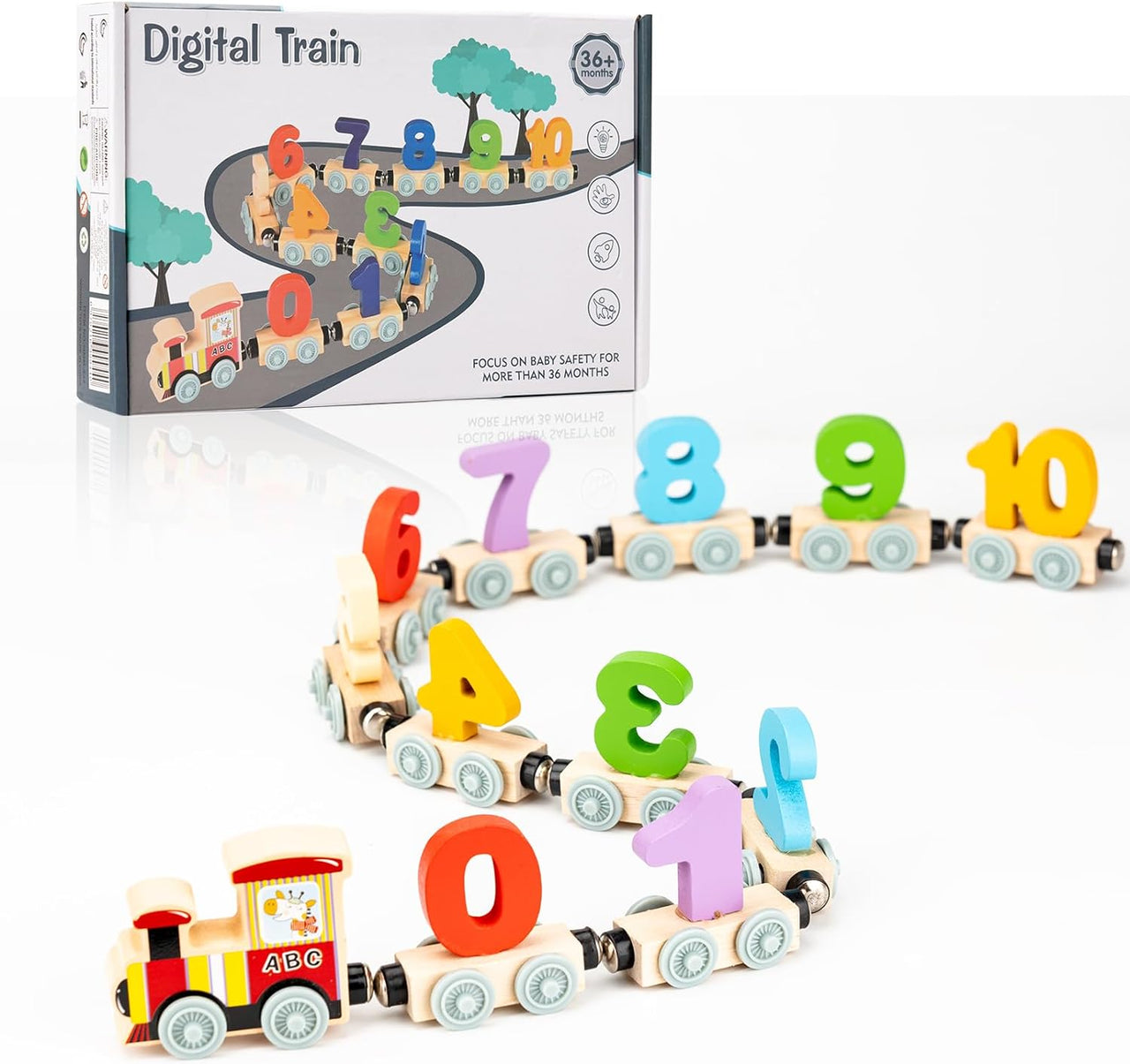 Wooden Number Digital Train With Engine 0-10