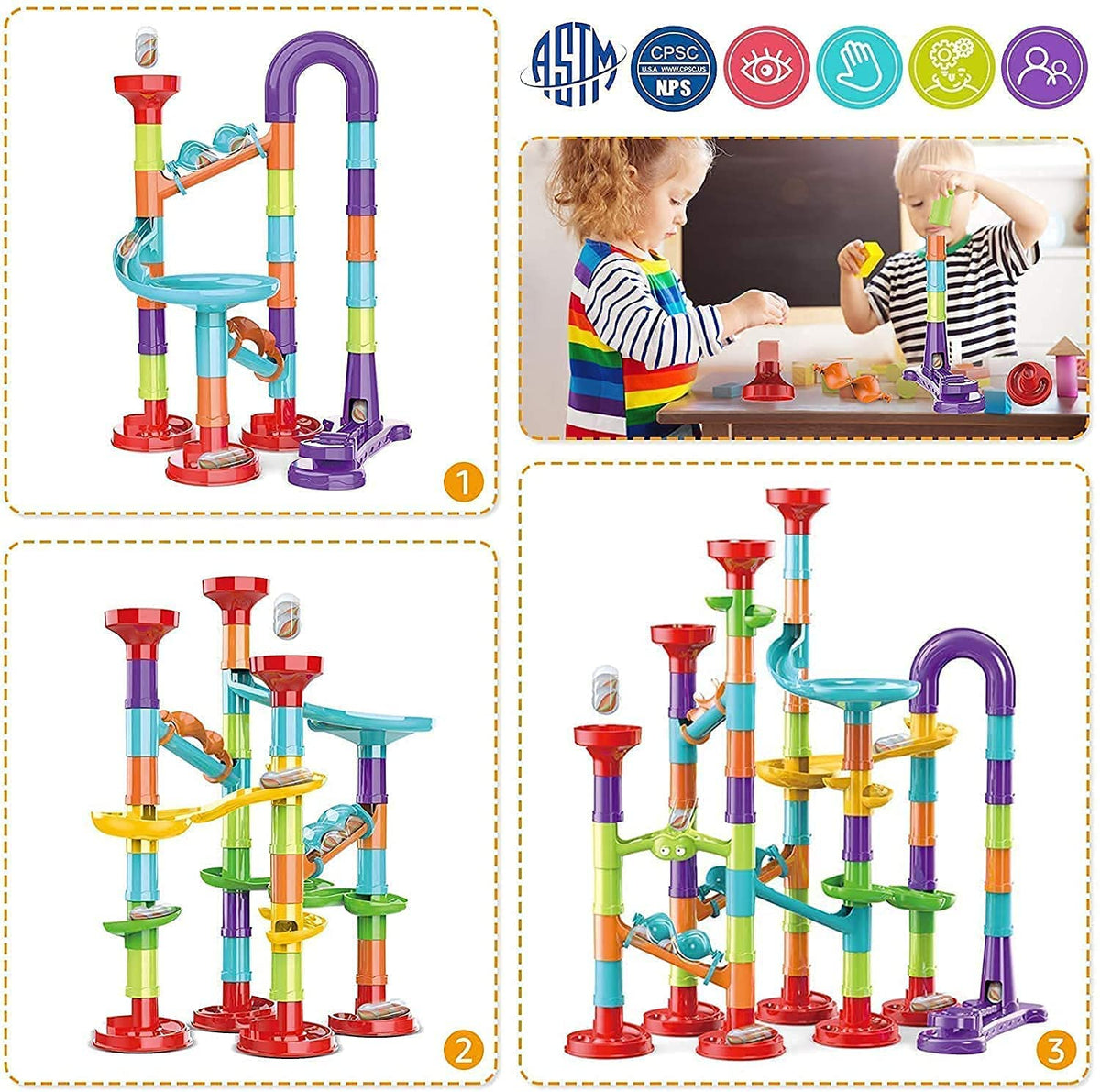 142Pcs DIY Marble Run Building Blocks Track