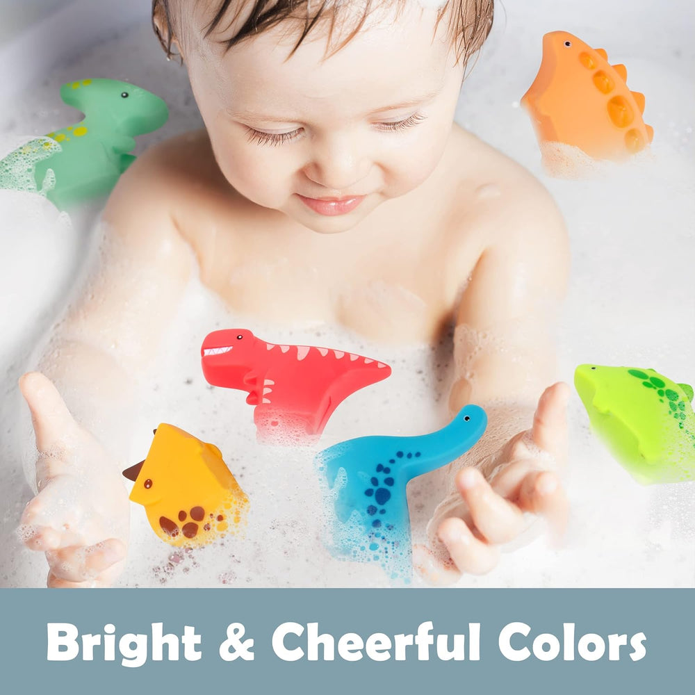 6Pcs Vinyl Dinosaur Baby Bath Toys