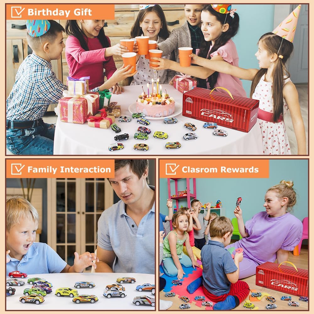 48Pcs Mini Pullback Cars Set With Storage Box