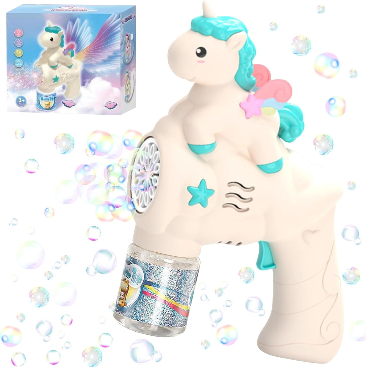 Electric Pony Horse Colorful Bubble Gun With Lights