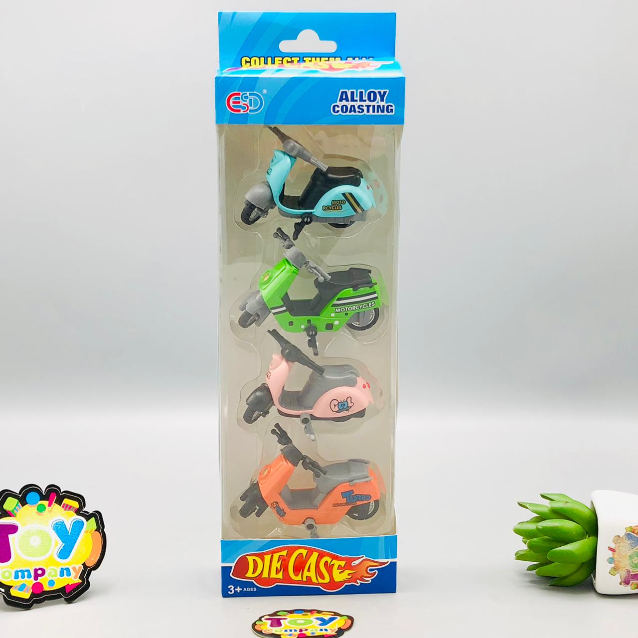 4Pcs Mini Diecast Vespa Models