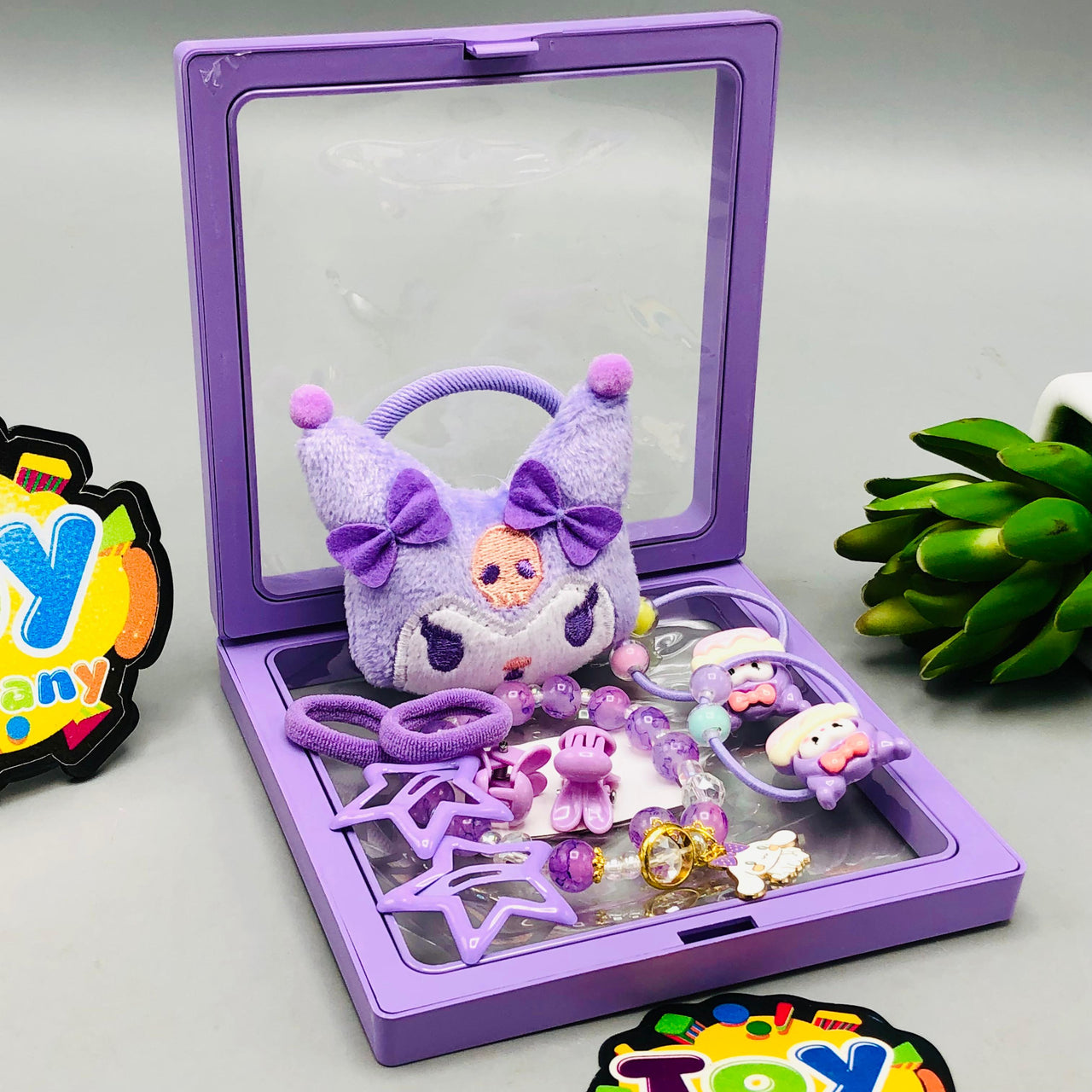 10Pcs Girls Kuromi Themed Hair Accessories Set - Purple