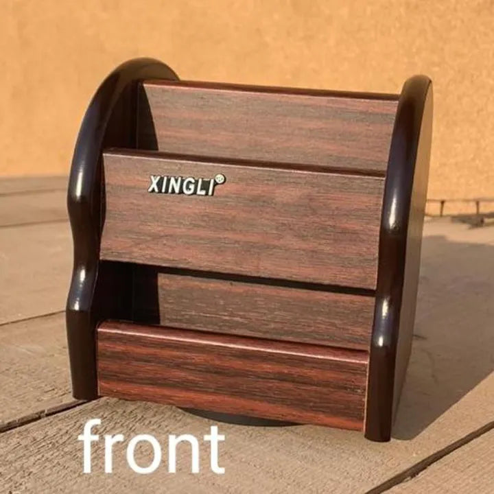 13.8cm Wooden Pen Holder With Rotatable Base