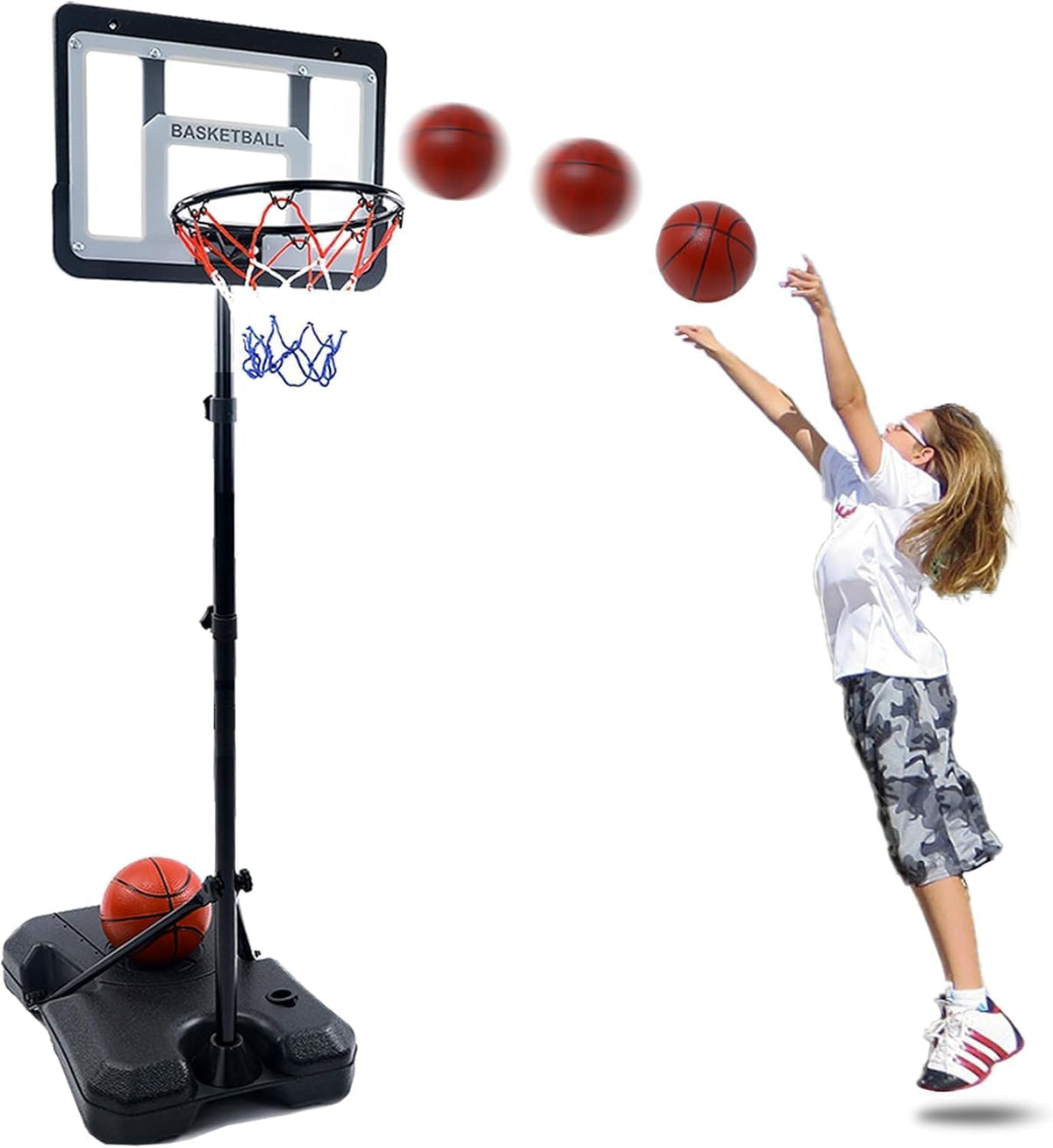 74.8in Kids Adjustable Height Basketball Play Set