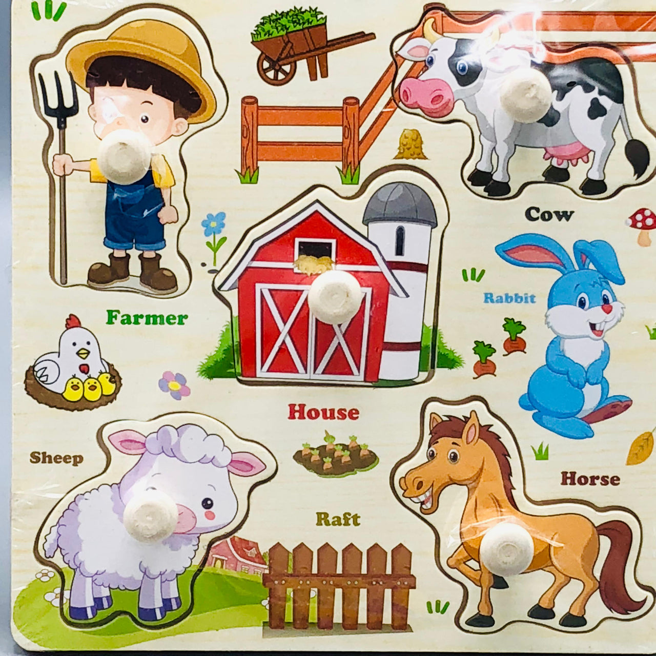 Wooden Farm Themed Puzzle Board With Knobs