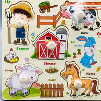 Wooden Farm Themed Puzzle Board With Knobs