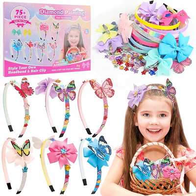 75+Pcs DIY Girls Butterfly Theme Headbands Making Kit