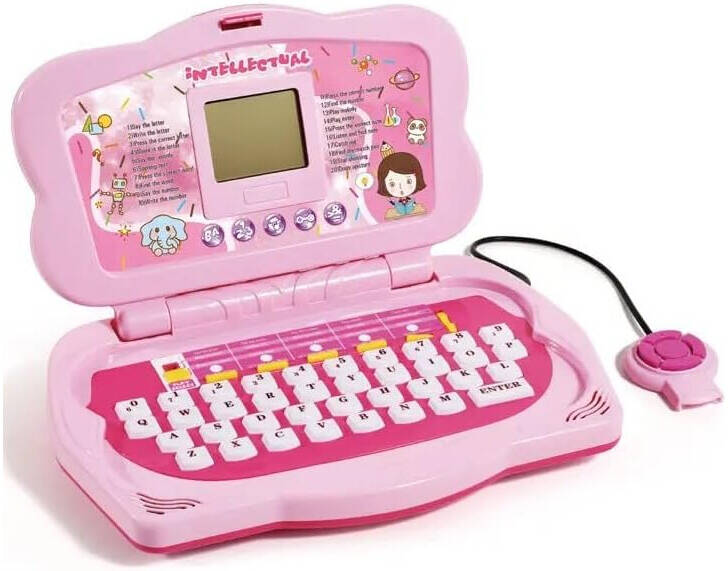 20 Activities Kids Intellectual Mouse Control Laptop - Pink