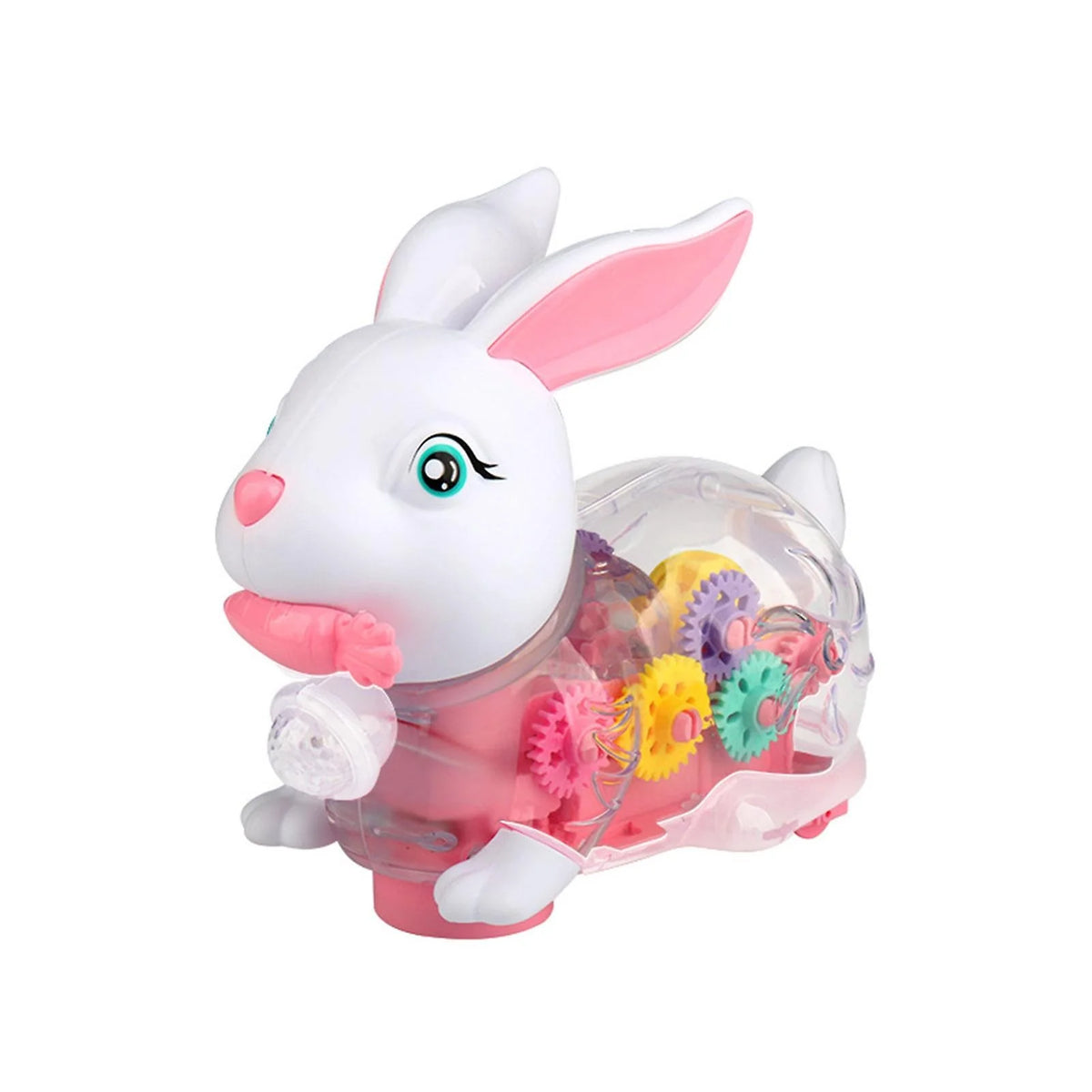 Electric Transparent Gear Rabbit With Light & Music