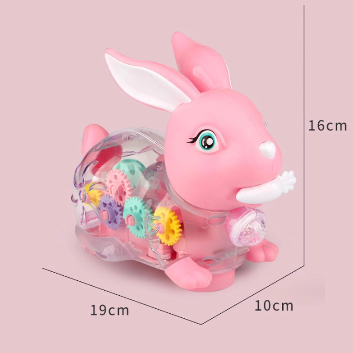 Electric Transparent Gear Rabbit With Light & Music