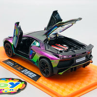 1:32 Diecast Lamborghini Aventador With Acrylic Display Box - Metallic Green