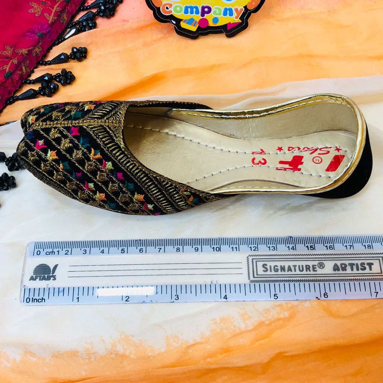 Hand-Made Multani Khussa For Girls - Multi Black